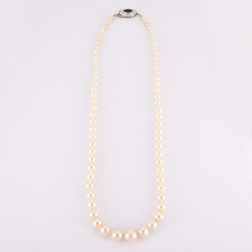 Collier COLLIER PERLES DE CULTURE FERMOIR EMERAUDE TAILLE MARQUISE 58 Facettes