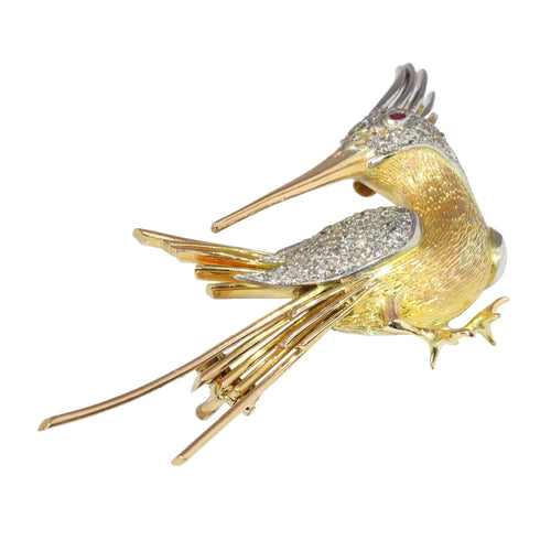 Broche Broche colibri vintage des années 50, un vol fantaisiste du milieu du siècle 58 Facettes 25115-0242
