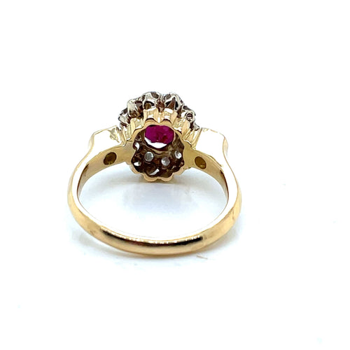 Bague 53 Bague Marguerite Ancienne Rubis Diamants 58 Facettes