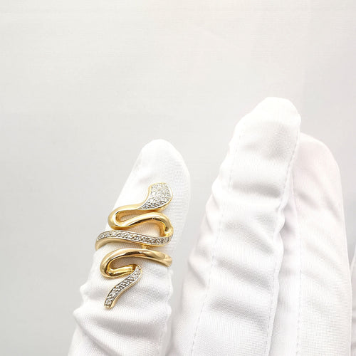 Bague Bague serpent or & diamants 58 Facettes