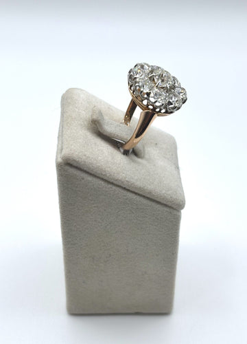 Bague 50 Bague Marguerite bicolore, diamants taille ancienne 58 Facettes