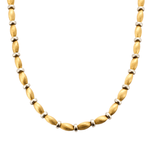 Collier Elégant Collier Or jaune Guilloché et Perles d'Or Gris 58 Facettes ENG10248