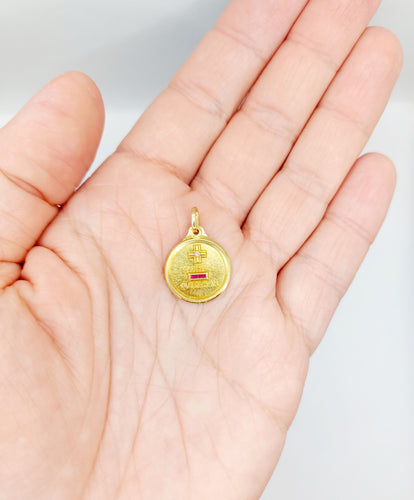 Pendentif Augis - Pendentif médaille d'amour en or 18k, diamant et rubis 58 Facettes A06444