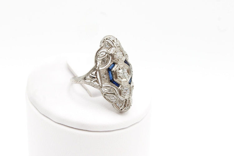 Bague 53 Bague 1930 marquise platine et diamants 58 Facettes 250309