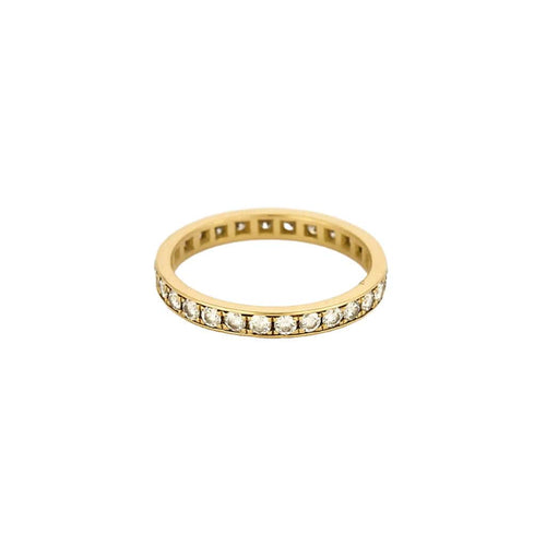 Bague 52 Alliance américaine en or jaune et diamants 58 Facettes CHAL0180