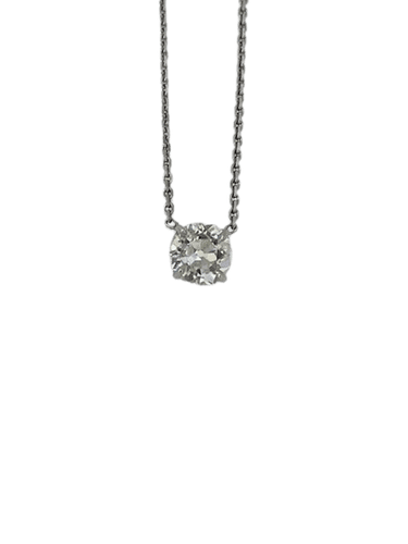 Collier Collier diamant en solitaire, or gris 58 Facettes