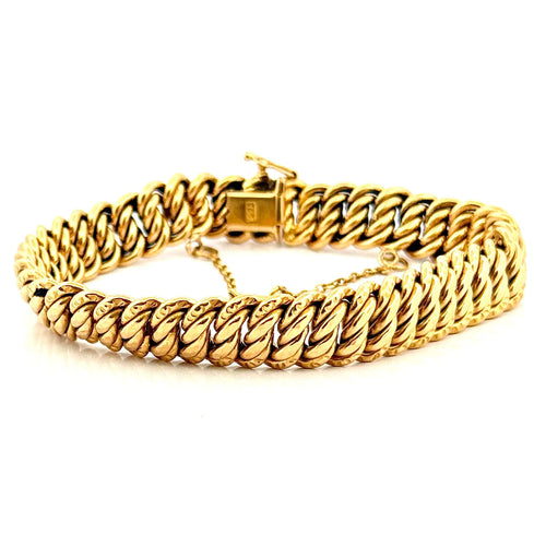 Bracelet Bracelet maille américaine largeur 10 mm or jaune 18 carats 58 Facettes