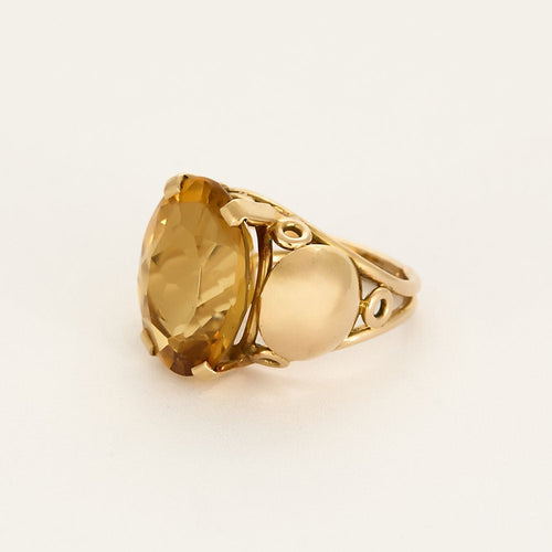 Bague Cocktail en or jaune et citrine