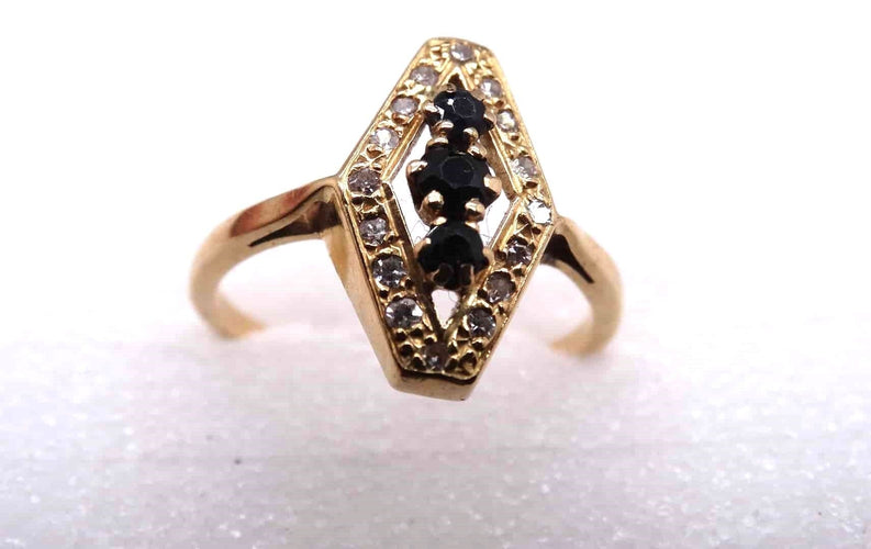 Bague en or, diamants et saphirs