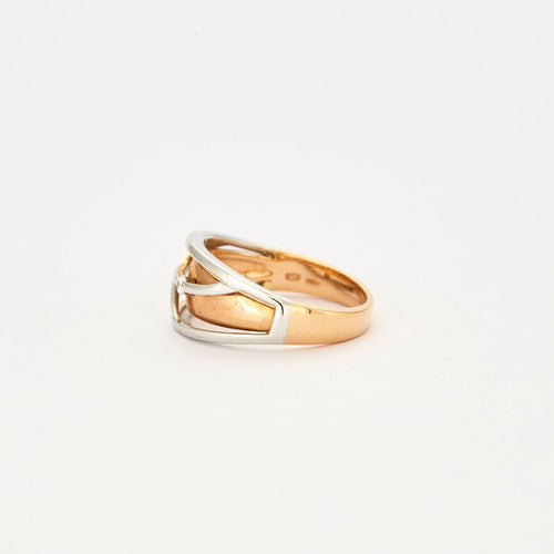 Solitaire en or jaune et blanc