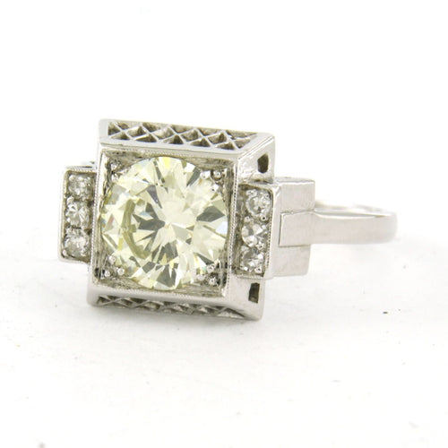 Bague 60 Bague Art Déco en platine avec diamants taille brillant et taille simple jusqu'à 2,30 ct 58 Facettes