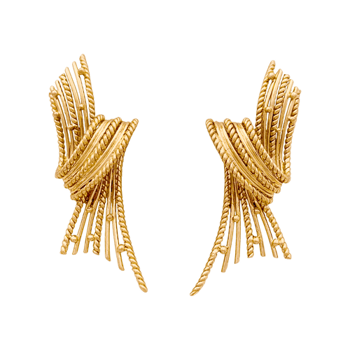 Boucles d'oreilles Boucles d'oreilles vintage or jaune texturé. 58 Facettes 34700