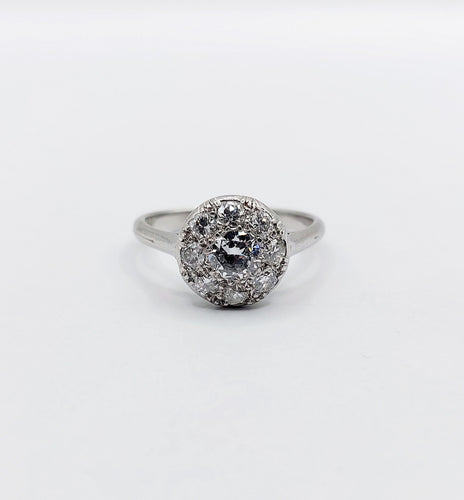 Bague 49 Bague marguerite art deco Platine et 0,65 carats diamant (circa 1940) cible 58 Facettes A06164