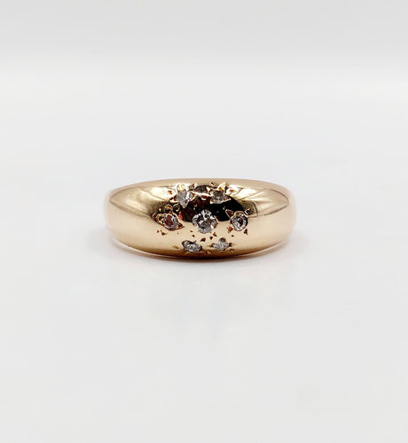 Bague 47 Bague bombée dôme or rose diamants serti étoilé (circa 1940) 58 Facettes A05459