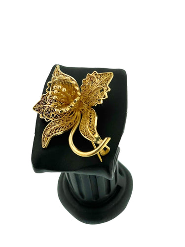 Broche Broche française en or jaune filigrane à fleurs 58 Facettes