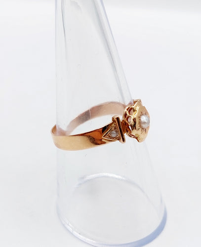 Bague 56.5 Bague antique or rose perles sertis étoilés 58 Facettes A05703