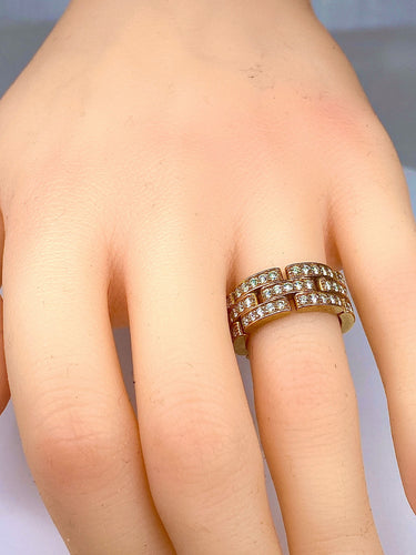 Bague 49 Bague CARTIER maillons panthère or jaune et diamants 58 Facettes AB78