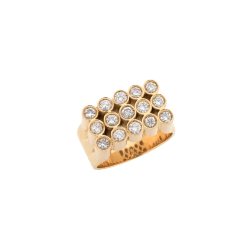 Bague 58 Bague tubulaire en or jaune sertie de diamants taille brillant 58 Facettes 22823