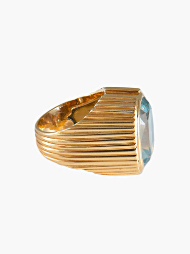 Bague 50 Bague Or Jaune Pierre Bleue 58 Facettes