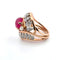 Anello in oro giallo con rubino cabochon e diamanti 58 Facettes