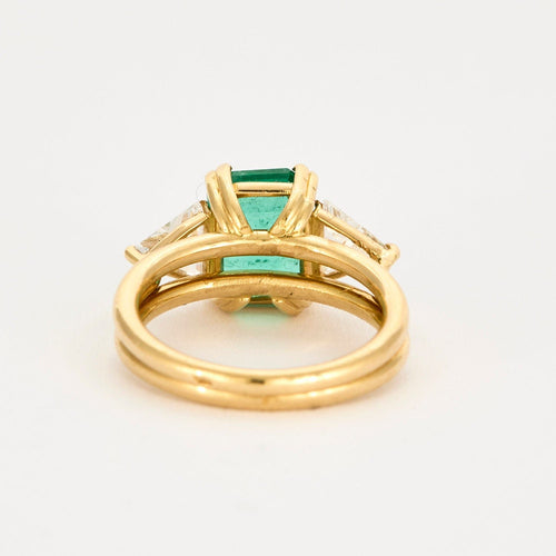 Bague 49 Bague or jaune, diamant et émeraude Zambienne 58 Facettes CGL 32007