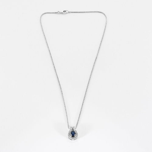 Collier Collier or blanc, diamants et saphir 58 Facettes 250082