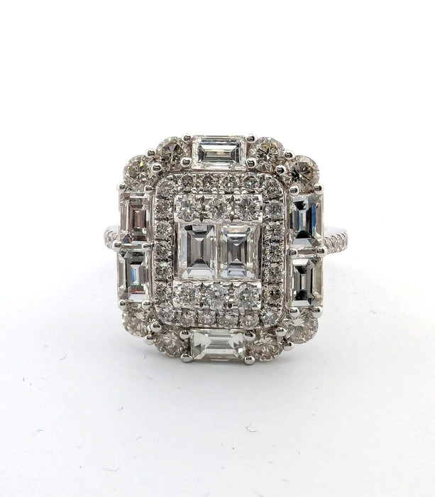 Bague Bague en or blanc avec diamants baguette et brillant 58 Facettes