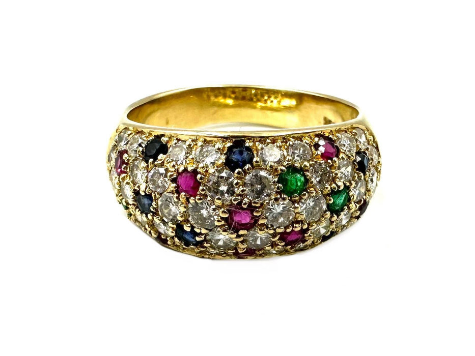 Bague 57 Bague Jonc Vintage Tutti Frutti or, diamants, rubis, saphirs et émeraudes 58 Facettes