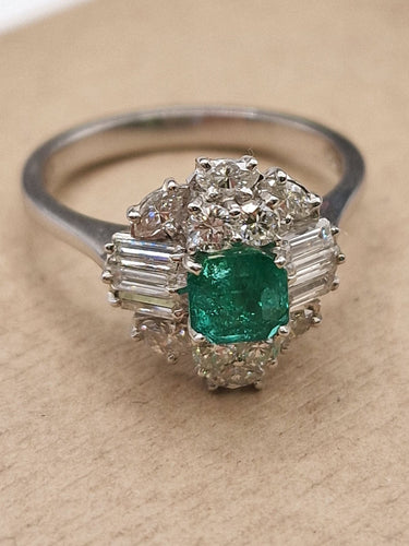 Bague 54 Bague vintage émeraude années 1950-60 58 Facettes