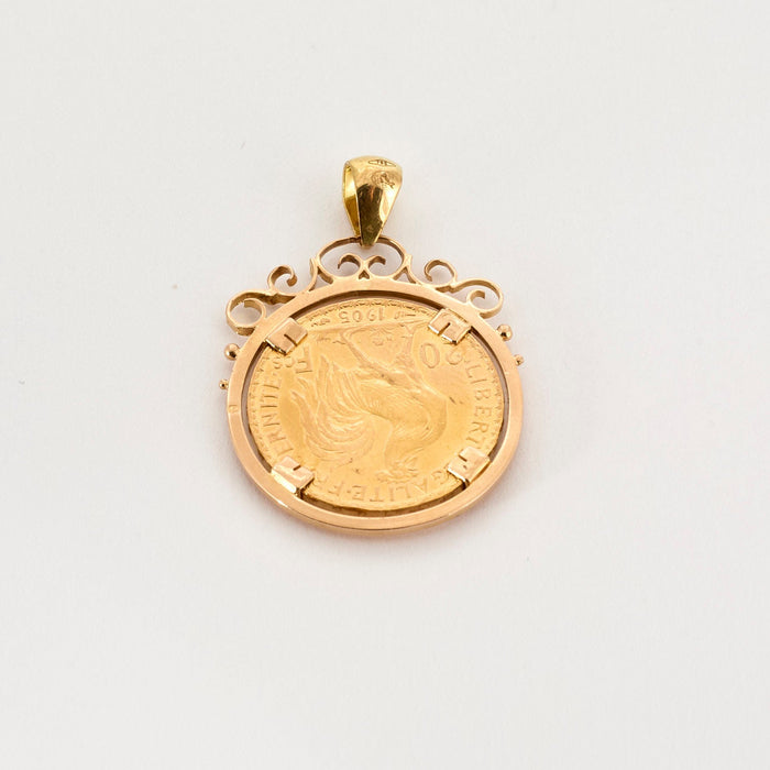 Pendentif pièce de 20 franc or jaune et rose