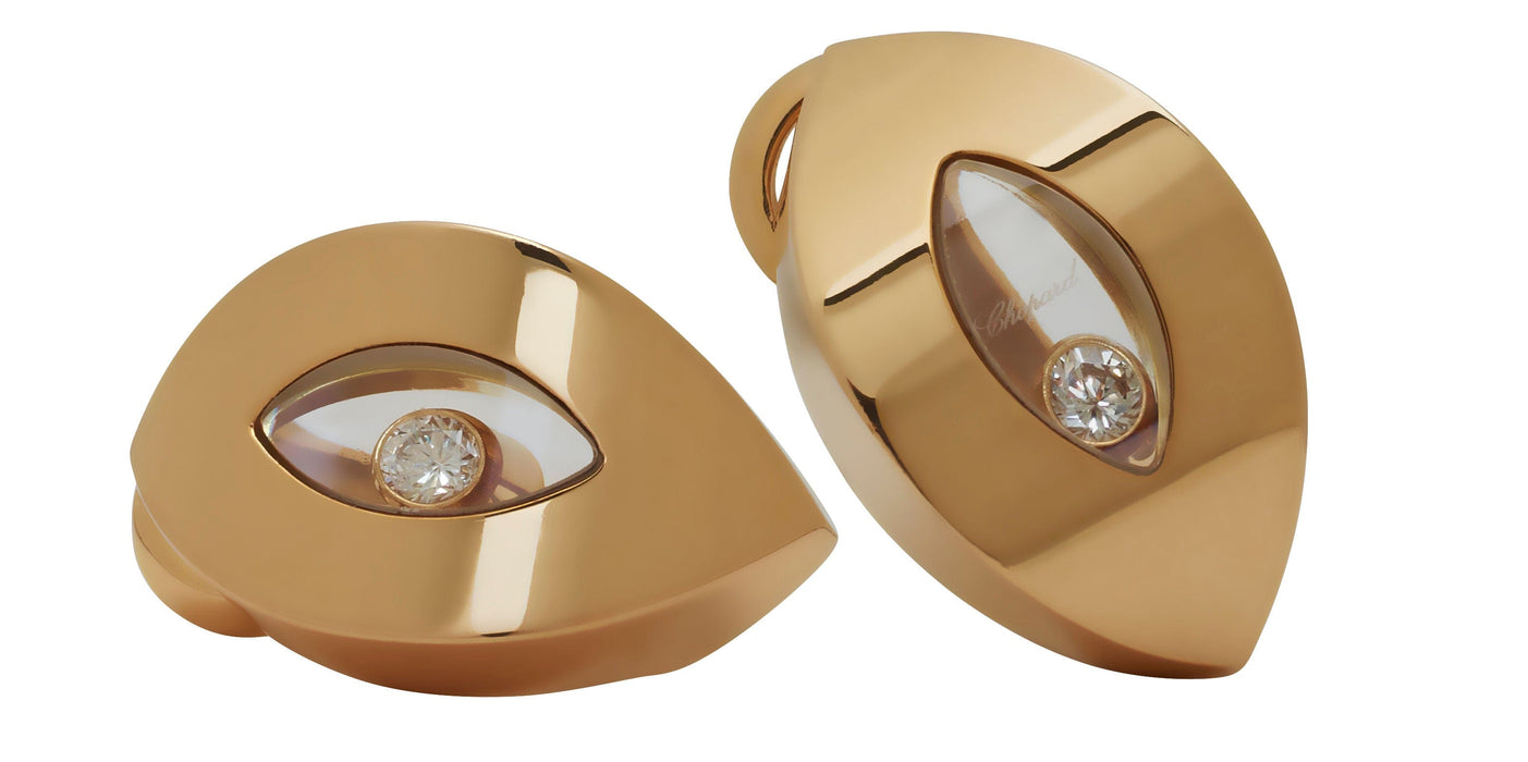 CHOPARD - Paire Boucles d'oreilles Happy Diamonds or jaune diamants