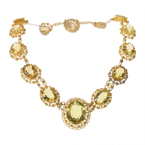 Collier Collier historique de 1820 en citrine et or, filigrane et granulation, très bel état 58 Facettes 25125-0132
