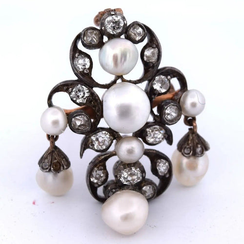 Broche Broche taille ancienne (Old Mine) en or 12k et argent 925, diamants 58 Facettes SP22