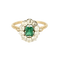 Bague 54 Marguerite en or jaune et blanc, émeraude et diamants 58 Facettes SBR1999X2