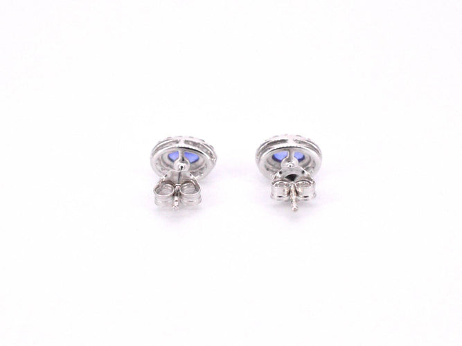 Boucles d'oreilles Boucles d'oreilles or blanc, diamants et saphir 58 Facettes 2013