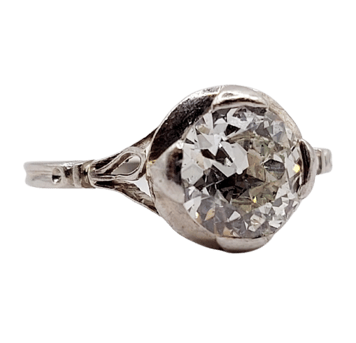 Bague 50 Bague solitaire Art déco en platine et diamant taille ancienne 1,35 carats 58 Facettes A06439