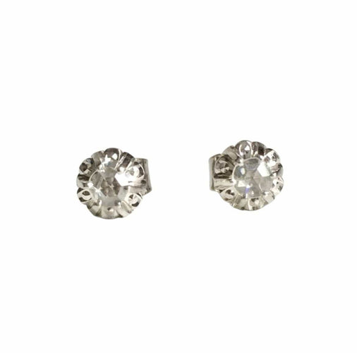 Boucles d'oreilles Puces d’oreilles serties de diamants taille rose en or blanc 18k 58 Facettes
