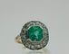 Bague 53 Bague de style Art Déco en platine et or jaune, émeraude centrale et diamants 58 Facettes 50246