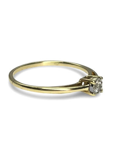 Bague 50 Solitaire or jaune et diamant 0,10 ct 58 Facettes 77901