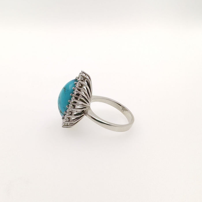 Bague Anello con Turchese e Diamanti 58 Facettes