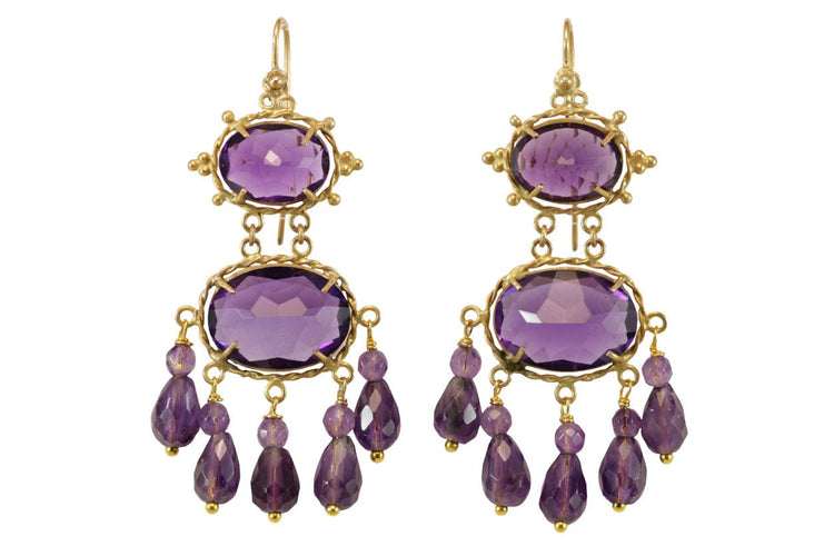 Boucles d'oreilles Boucles d'oreilles anciennes en or et améthyste 58 Facettes 7674
