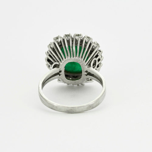 Bague 58 Bague cocktail or gris émeraude cabochon diamants 58 Facettes GU2