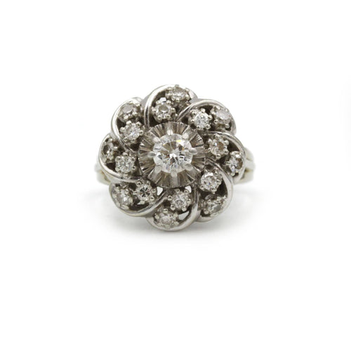 Bague 48 Bague Marguerite - Or blanc, Platine & Diamants 58 Facettes 250422R