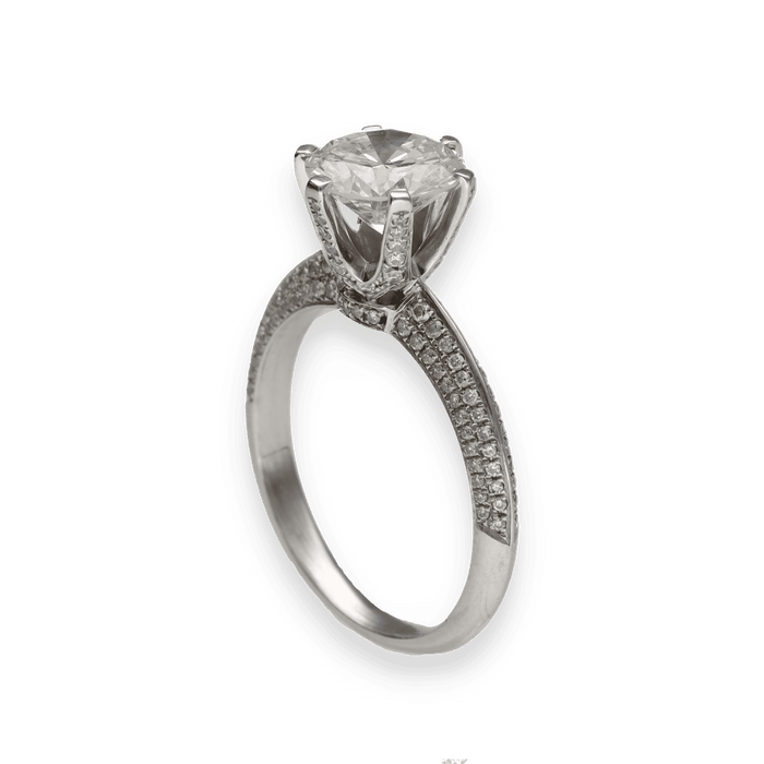 Bague 53 Solitaire or gris diamant brillant (HRD) 58 Facettes