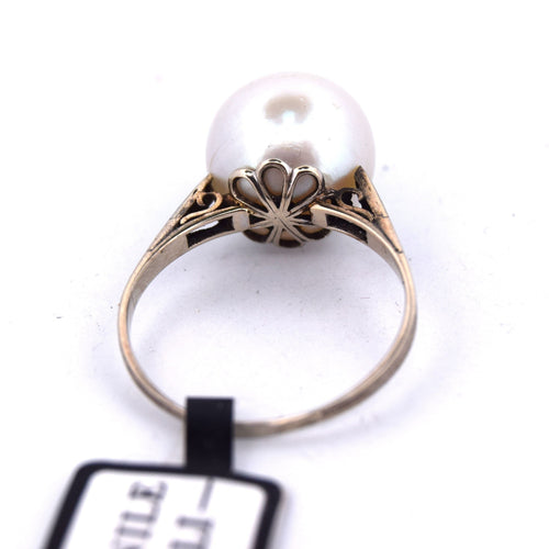 Bague 56 Bague ancienne en or blanc avec perle naturelle 58 Facettes