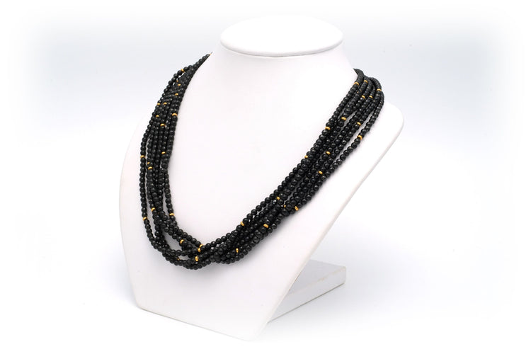 Collier Collier en perles d'hématite, diamants et or jaune 58 Facettes 13822