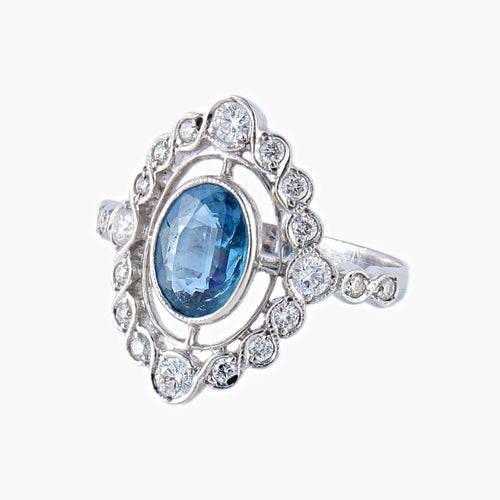 Bague 52 Bague style art déco Saphir Diamants 58 Facettes AB145