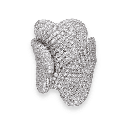 Bague 53 Bague Palmiero en or gris 18K avec 3 curs entrelaces sertis de 7,50 ct de diamants G-VS - Taille 53 58 Facettes FB09342