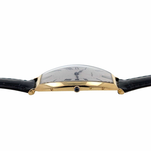 Montre Cartier Tonneau EXTREMELY RARE Cartier Tonneau Historic Piece Circa 1920 Cintree Curved 18k Gold with Gold Buckle + Box 58 Facettes