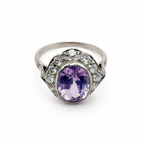 Bague 55 Bague en platine avec diamants et kunzite 58 Facettes 50336